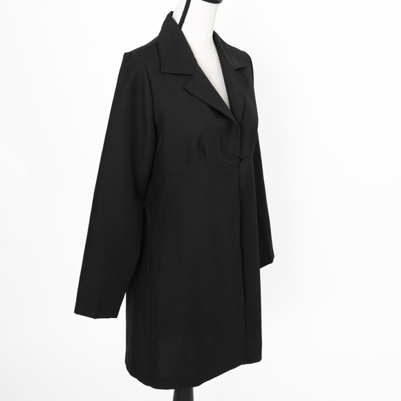 Younique black tailored fit longer silhouette single button blazer jacket 11 Jr - Picture 4 of 11